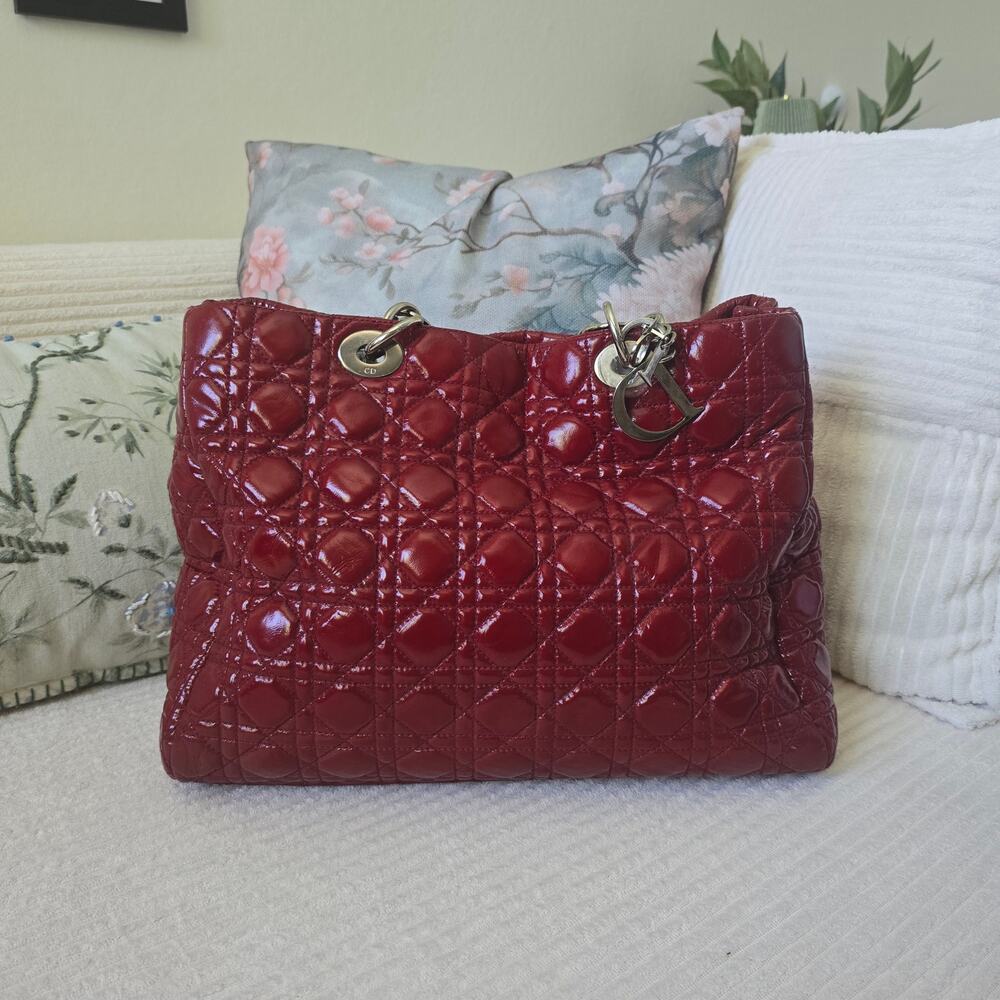 Christian Dior Lady Dior Soft Tote in Red Cannage with Silver Hardware